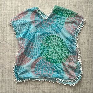 Girl’s Blue/Green Athletic Beach Dress Swimsuit Cover LARGE